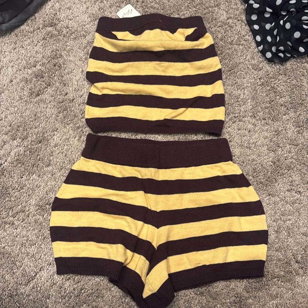 Free people knit tube top short set size XS NWT